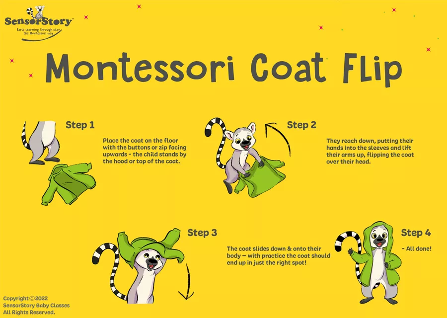 Montessori coat flip instructions