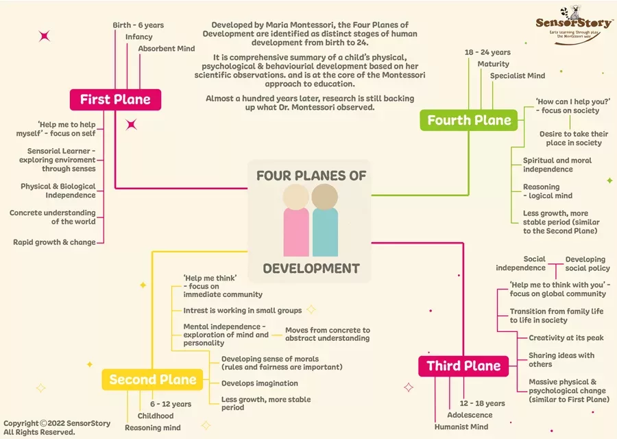 Montessori four planes of development graph